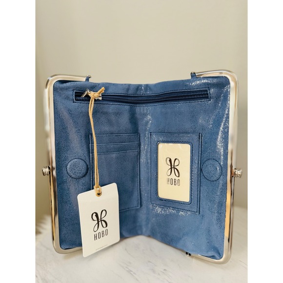 Hobo Lauren Clutch-Wallet in Buffed Leather, Blue Azure, NWT - Picture 10 of 16